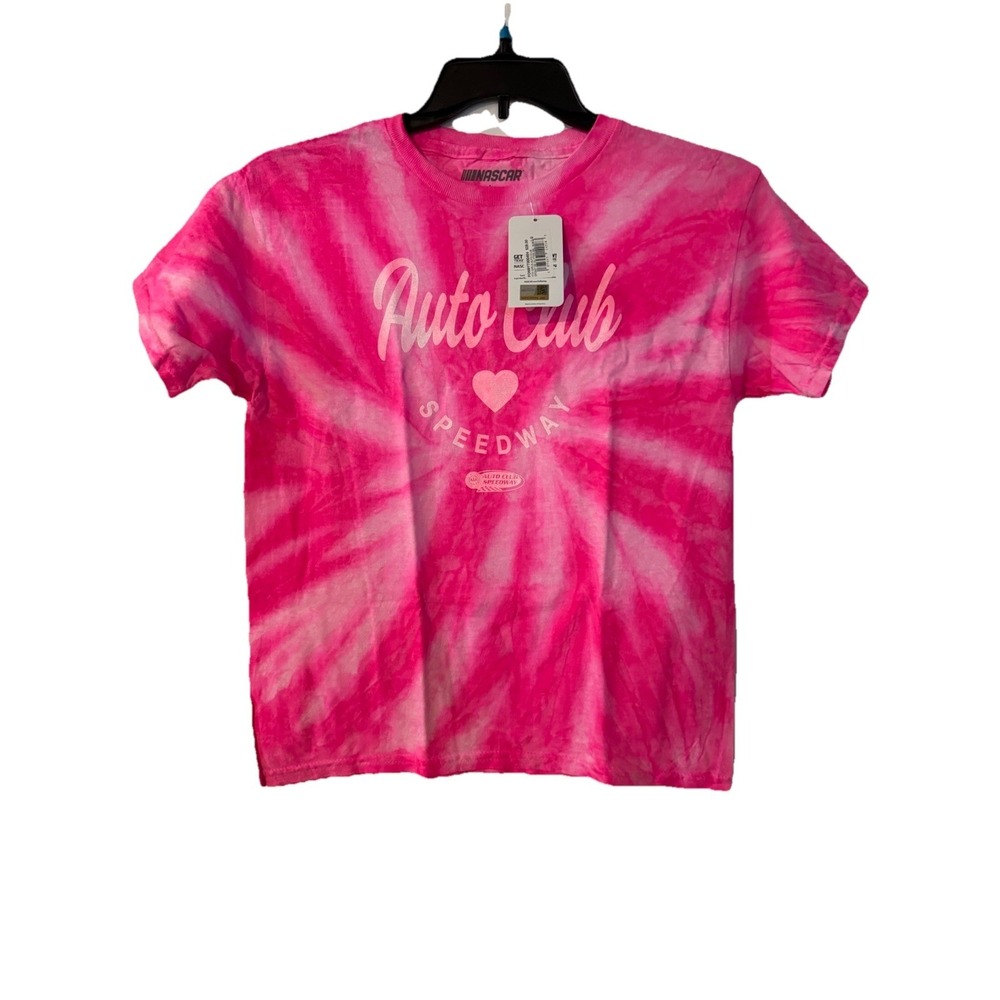 NASCAR Auto Club Speedway Pink Tie Dye Youth Girls T-Shirt Large NWT